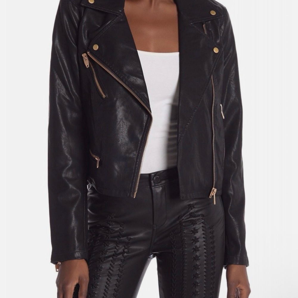 Blank NYC Black Leather Bomber Jacket